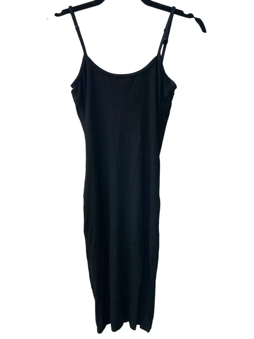 Popilush Built-In Bra Shapewear Black Ribbed Midi Dress Built-in-Shorts Sz M NWT - Picture 2 of 8